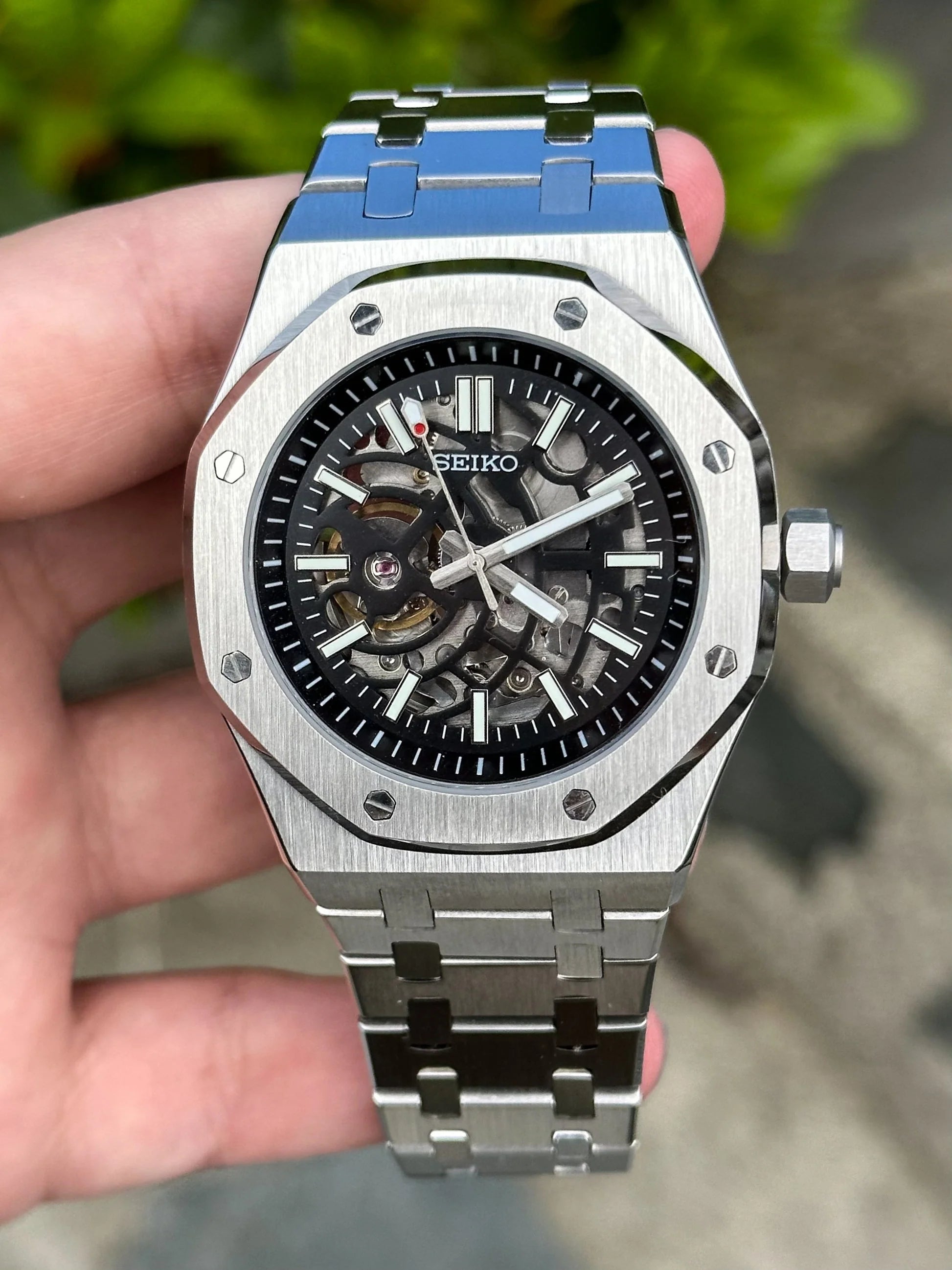 Oakridge Black Skeleton Dial