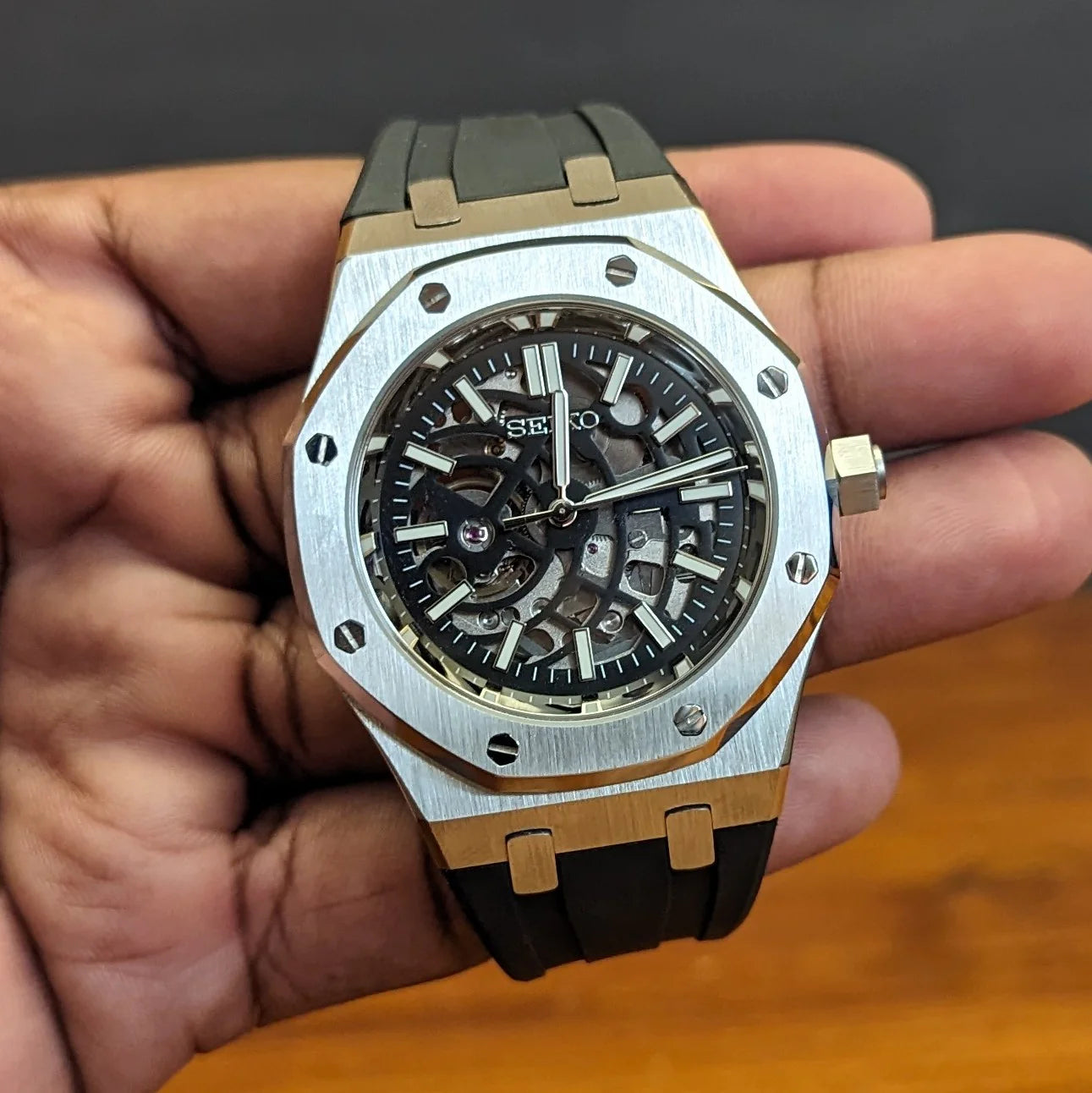 Oakridge Black Skeleton Dial