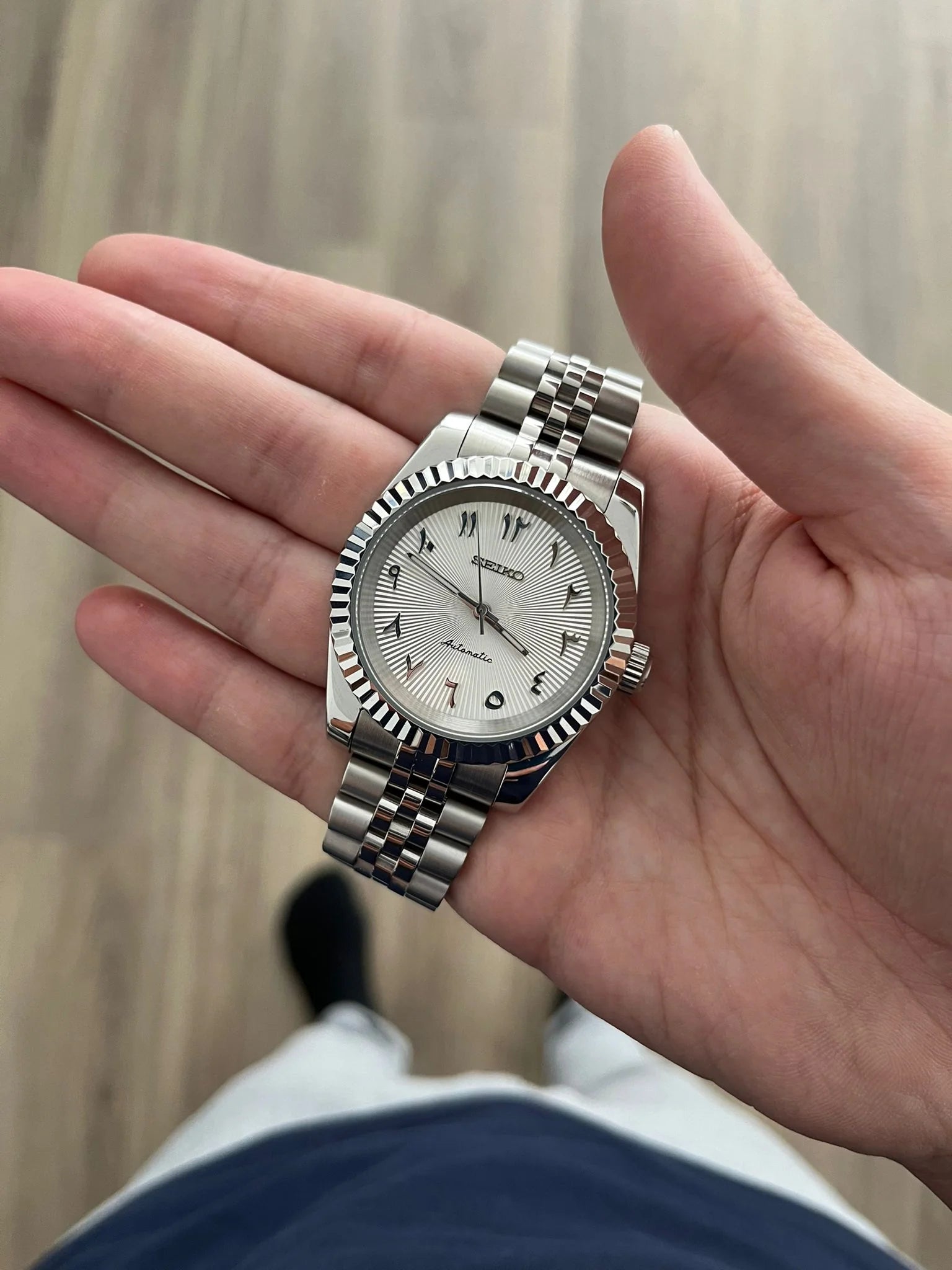 Seikojust White Textured Arabic Dial