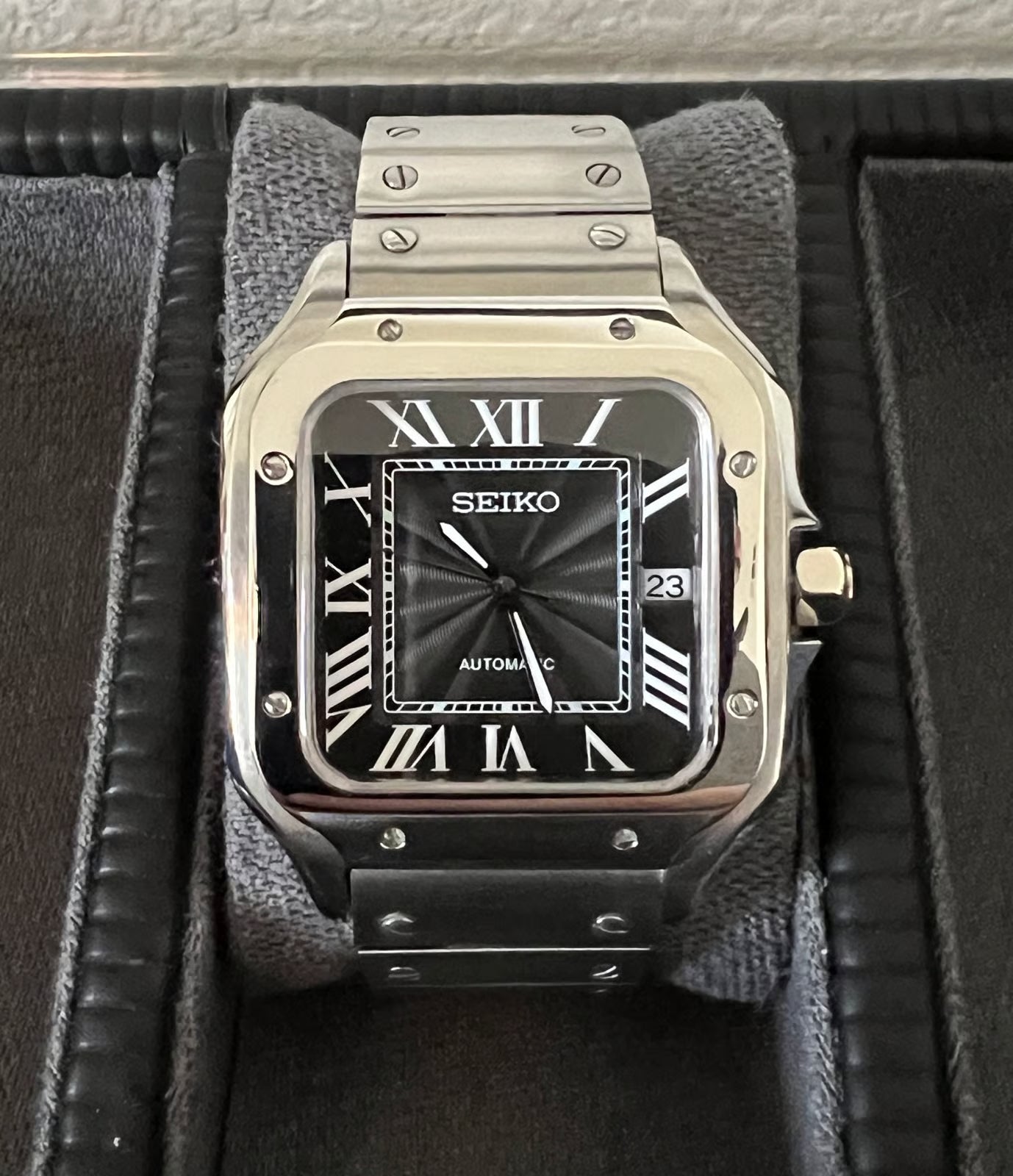 Santos-style Two Tone Black Dial