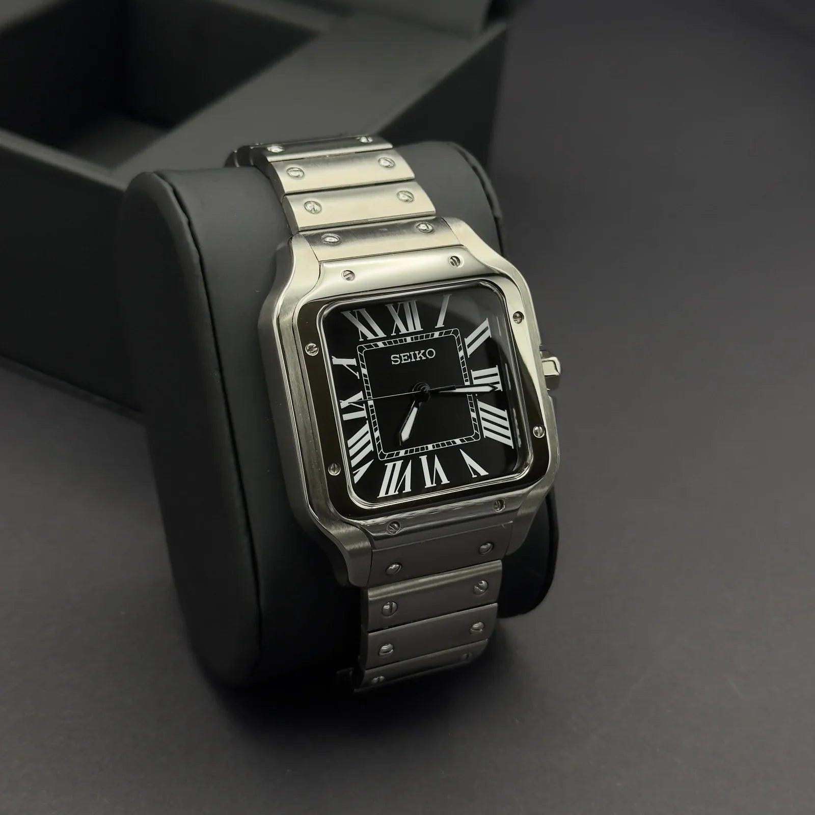 Santos-style Two Tone Black Dial