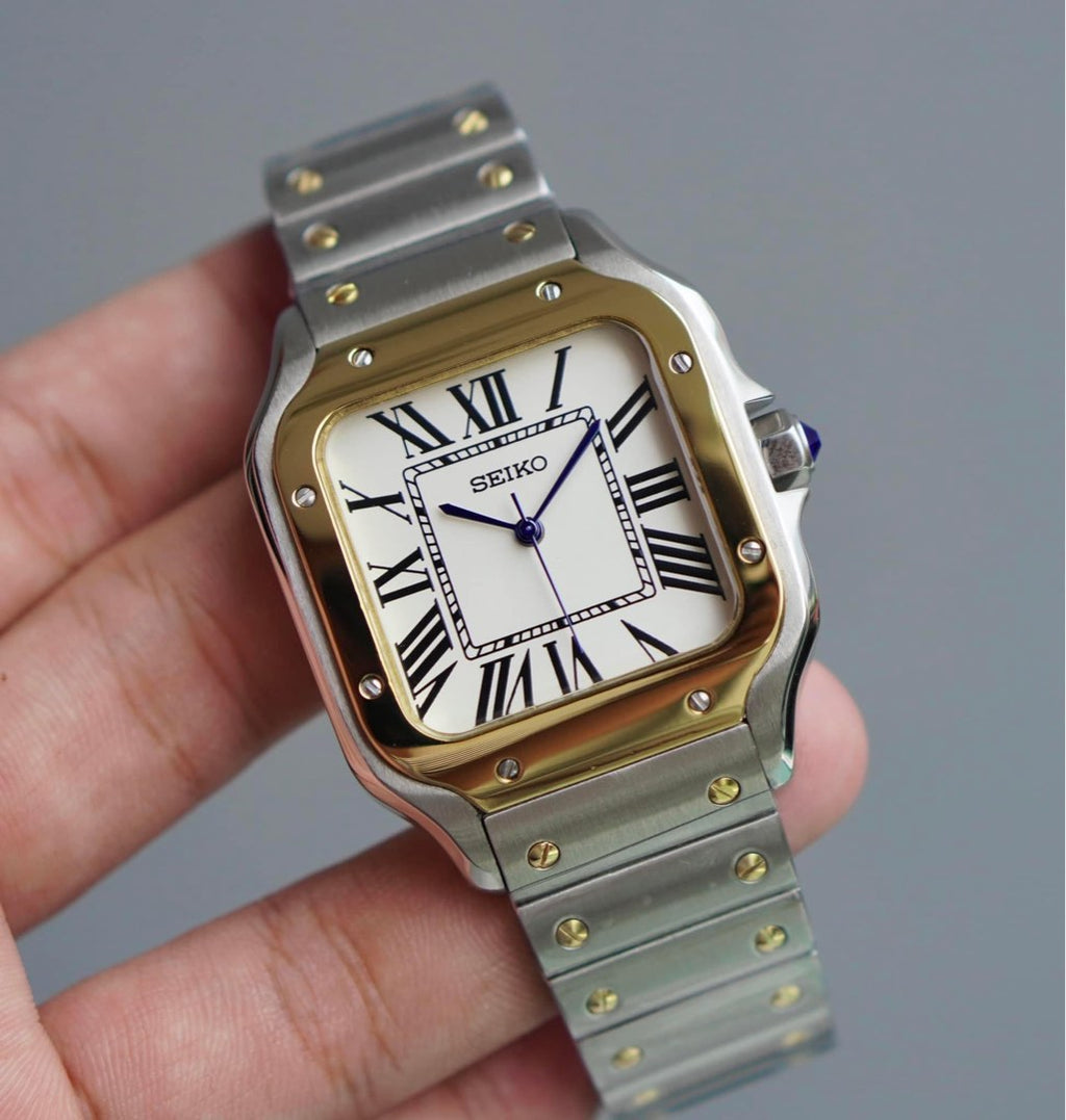 Santos-style Golden Two Tone Dial